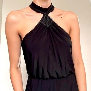 Y2K ECI Black Halter Neck Beaded Dress